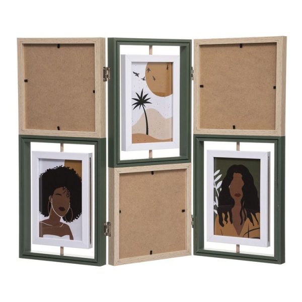 Vente flash ❤️ ATMOSPHERA Pêle-Mêle Joel Pliable à 6 Photos En MDF Et Verre – Beige Et Noir 🥰 Achat 4
